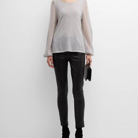 Neiman Marcus Cashmere Collection Sweater with Sheer Ottoman Sleeves Size Large - Picture 13 of 14